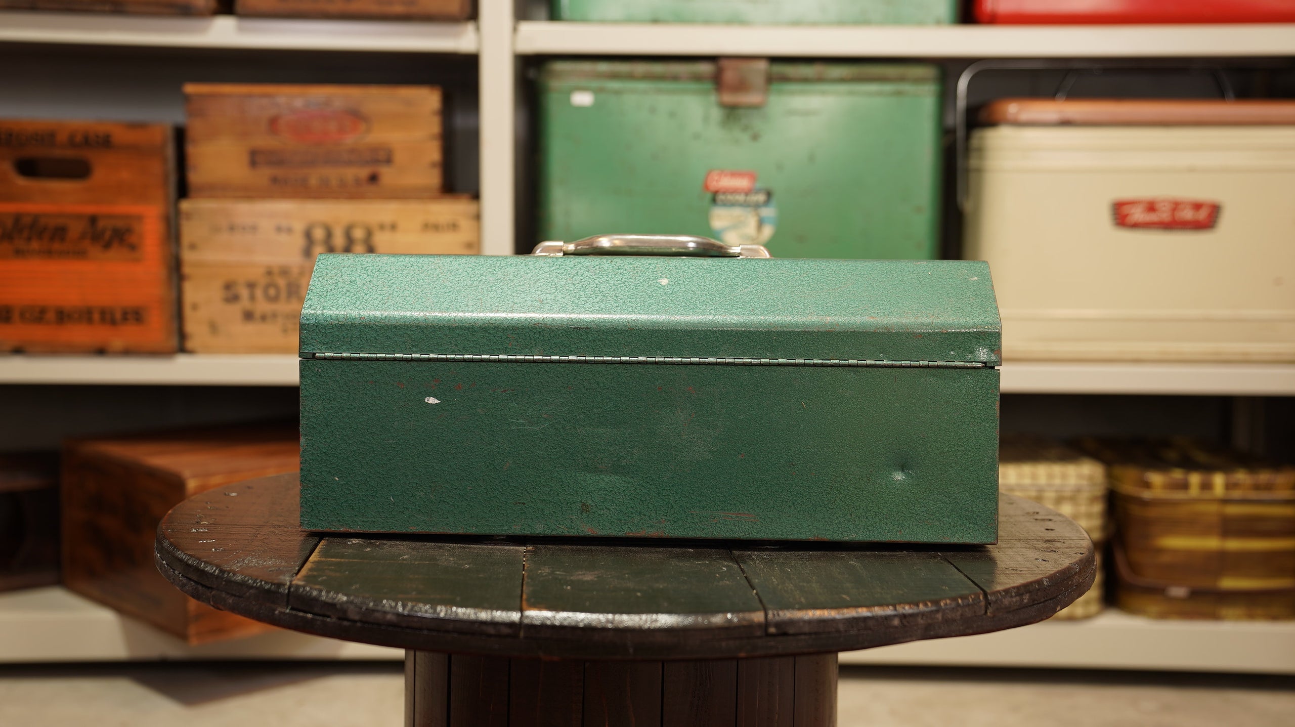 US 60'sビンテージ　ツールボックス　小物入れアドバタイジング　パーツケース US 60'sビンテージツールボックス小物入れアドバタイジング